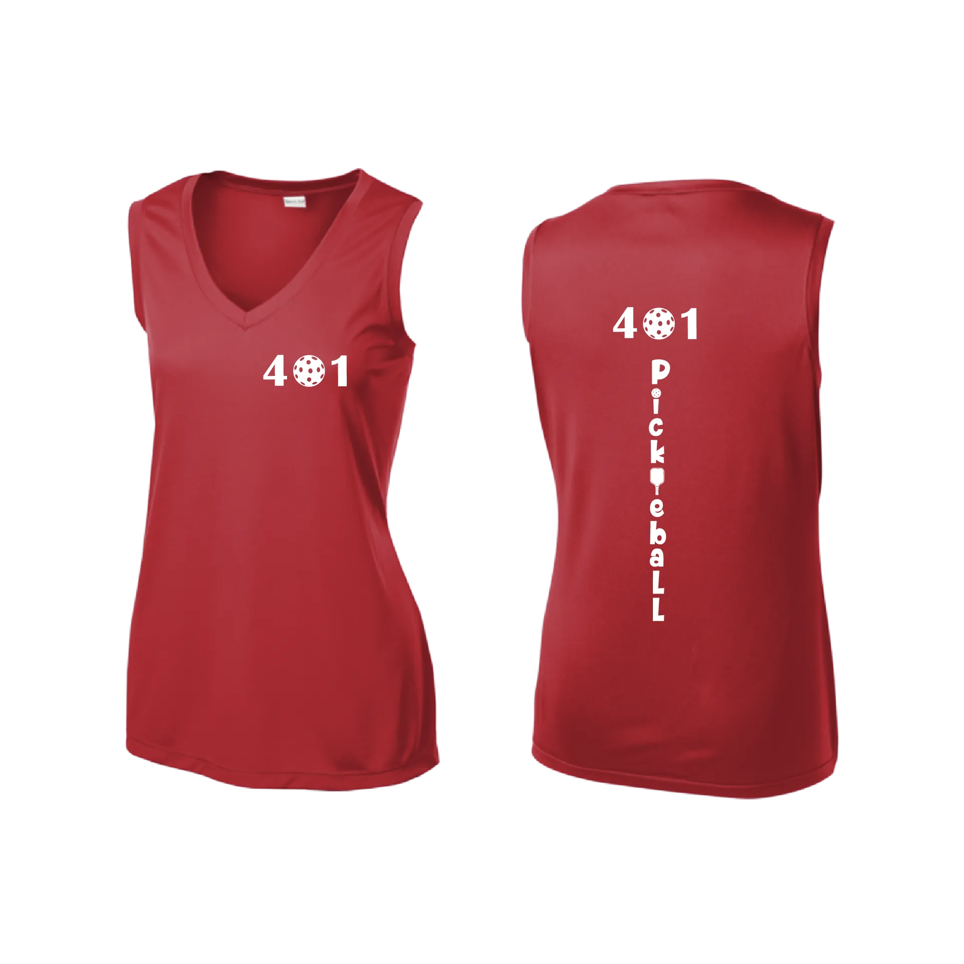 401 Rhode Island Pickleball Club | Women’s Sleeveless Athletic Shirt | 100% Polyester