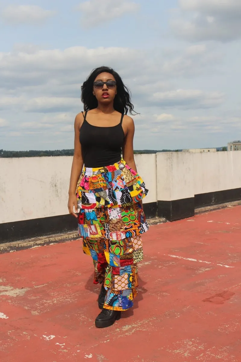 African Patchwork Skirt, Rah Rah - Festival Skirt