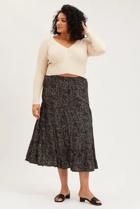 Animal Print Maxi Skirt Elastic Waist