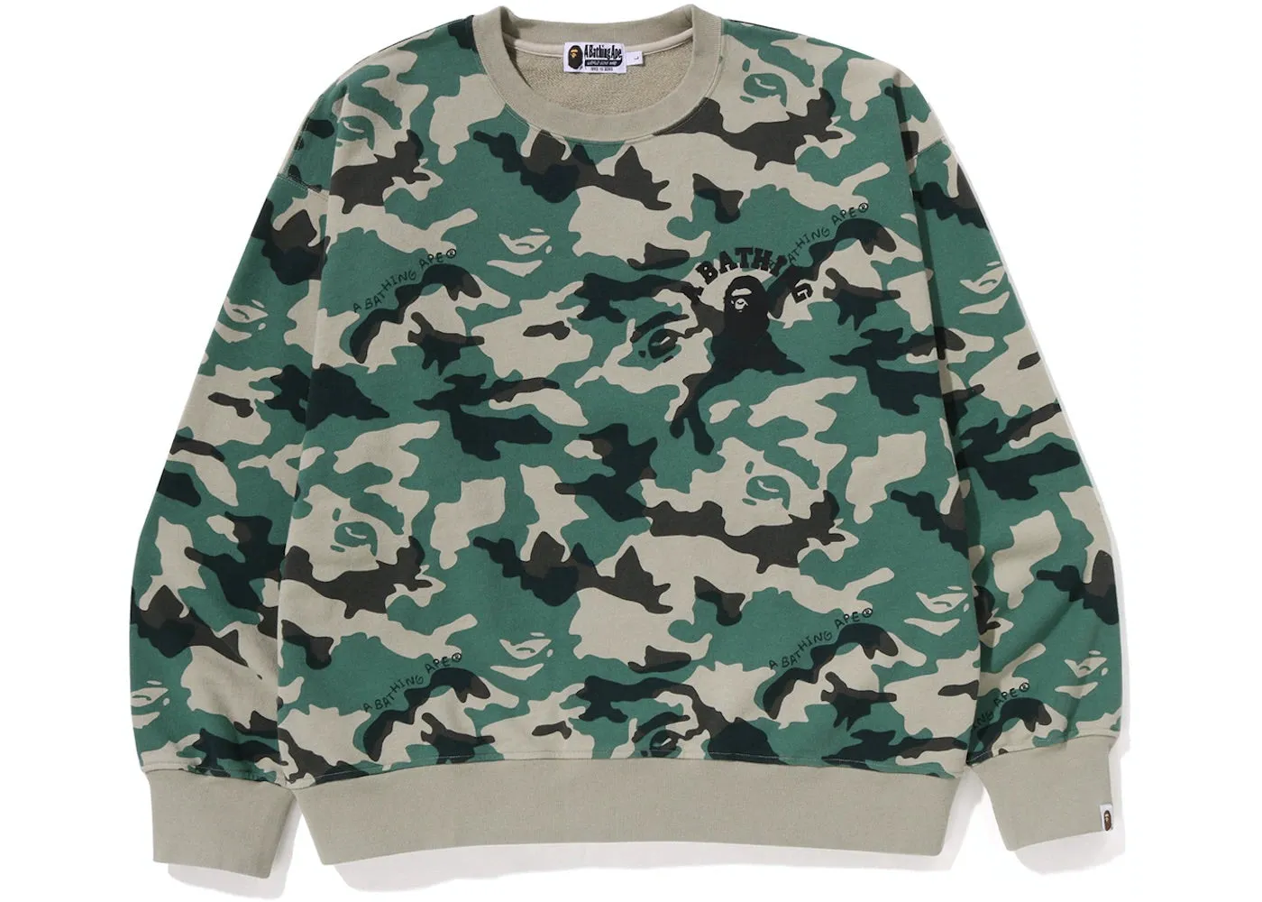 BAPE WOODLAND CAMO CREWNECK GREEN