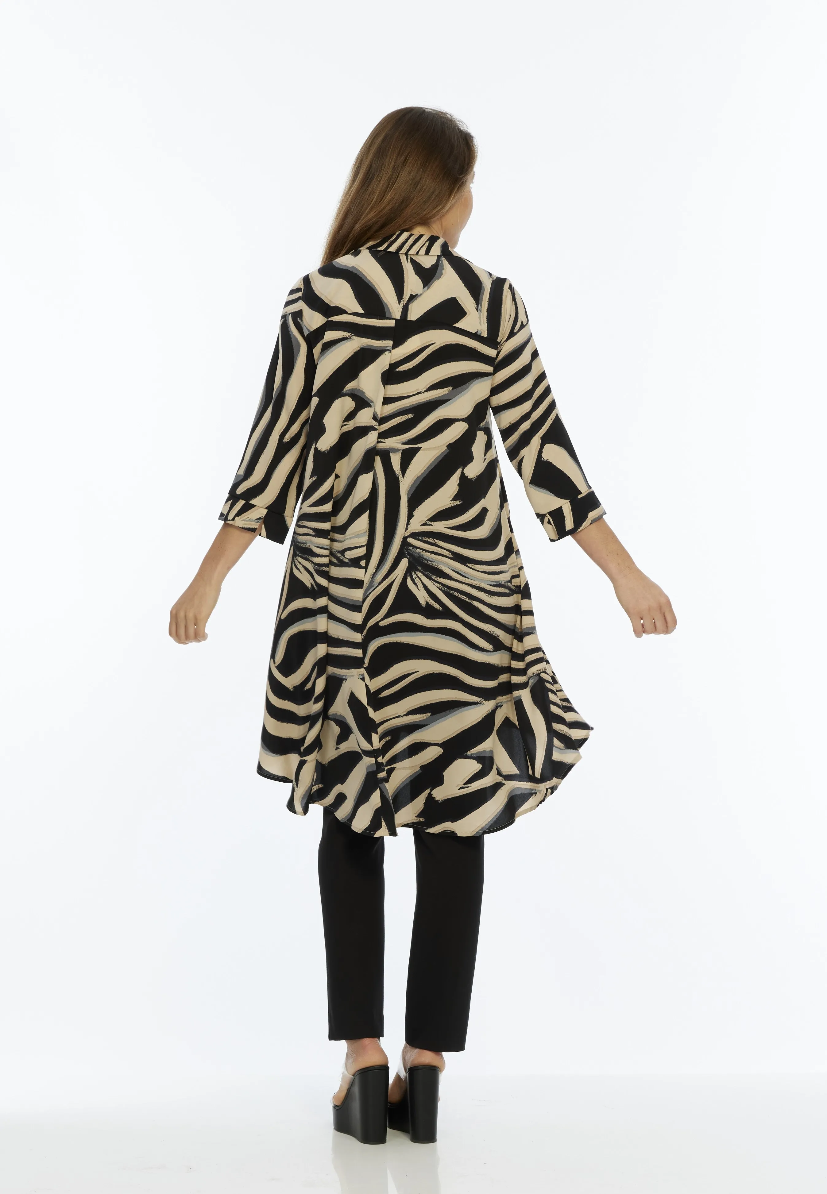 Beige & Black Zebra Print Dress Shirt | LIOR