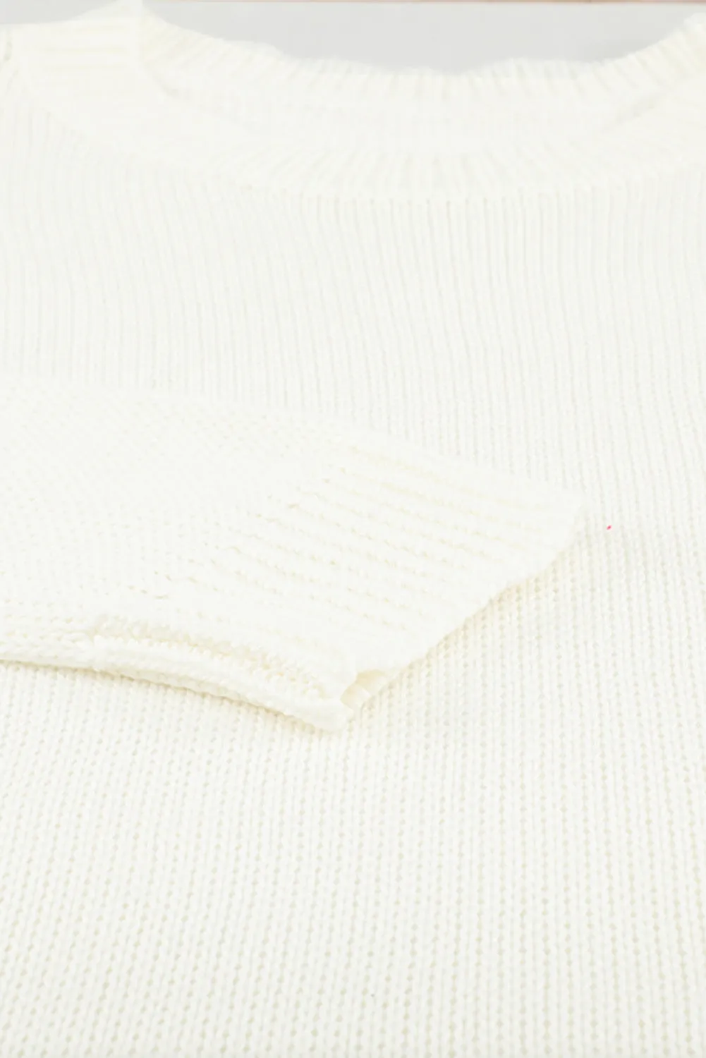 Beige Oversize Knitted Drop-Shoulder Sweater