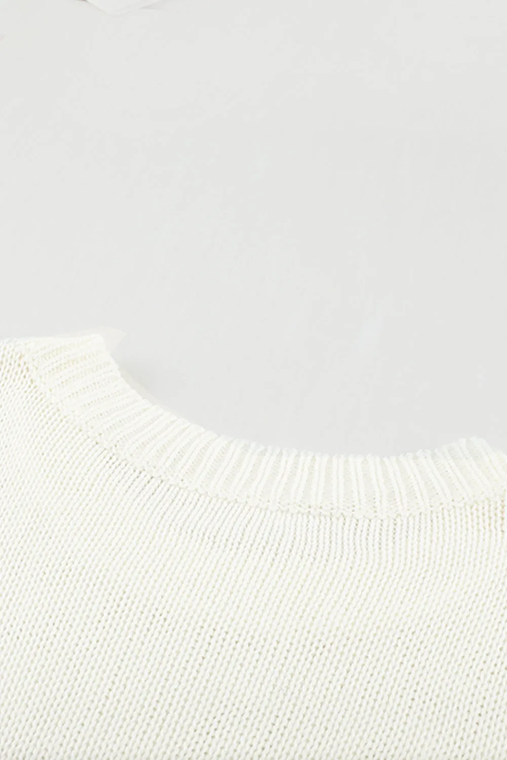 Beige Oversize Knitted Drop-Shoulder Sweater