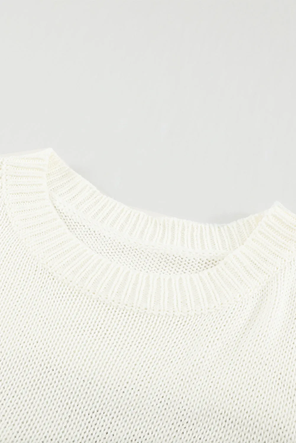 Beige Oversize Knitted Drop-Shoulder Sweater