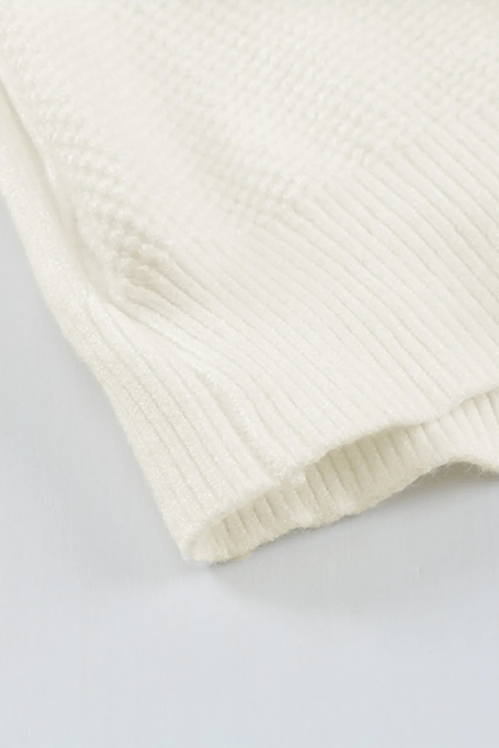 Beige Wrap V Neck Lantern Sleeve Sweater