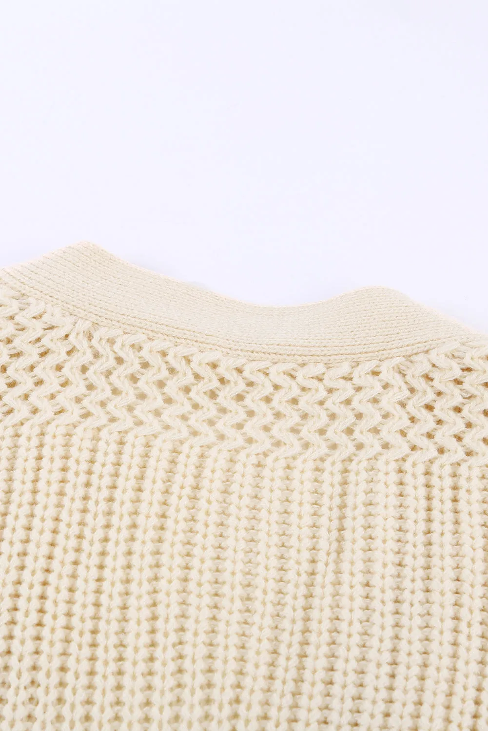 Beige Wrap V Neck Side Tie Sweater