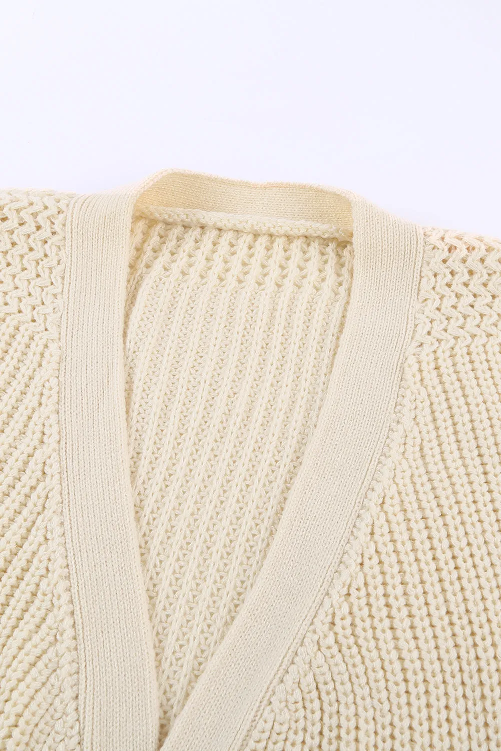 Beige Wrap V Neck Side Tie Sweater