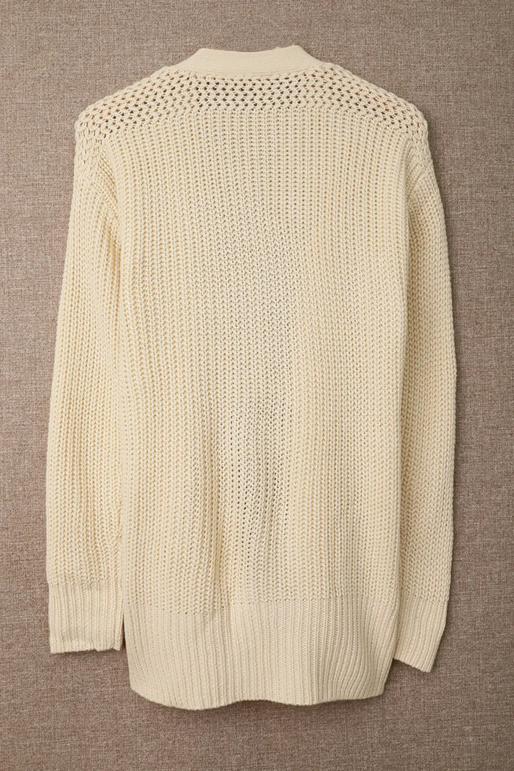 Beige Wrap V Neck Side Tie Sweater