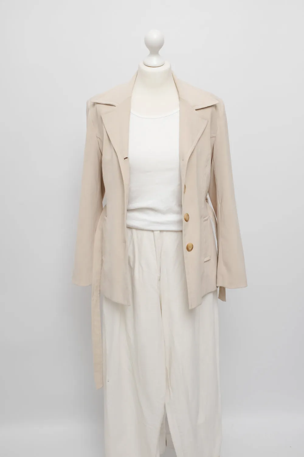 BELTED SLIM BEIGE VINTAGE BLAZER