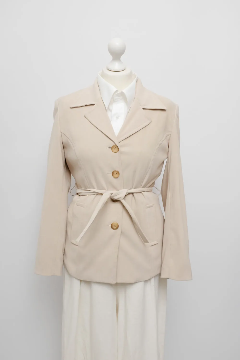 BELTED SLIM BEIGE VINTAGE BLAZER