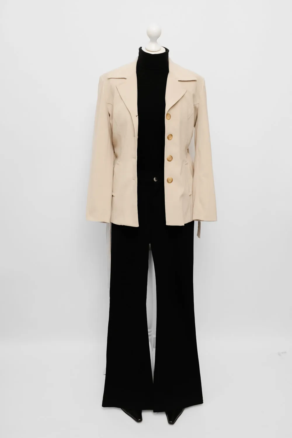 BELTED SLIM BEIGE VINTAGE BLAZER