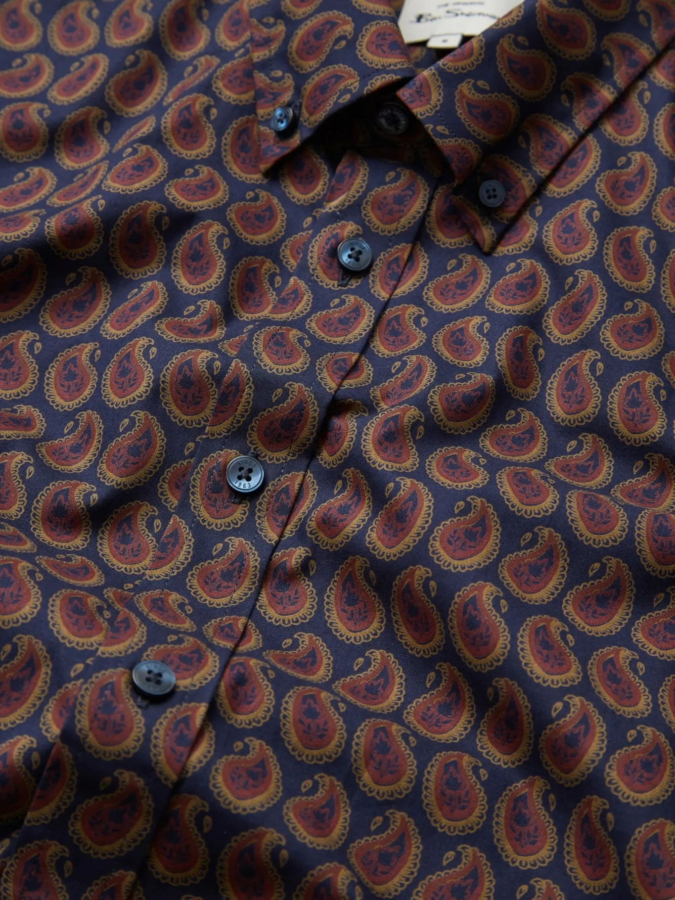 Ben Sherman Mens Paisley Print Shirt Long Sleeve