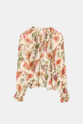 Bernadette Silk Blouse in Cream Freesia