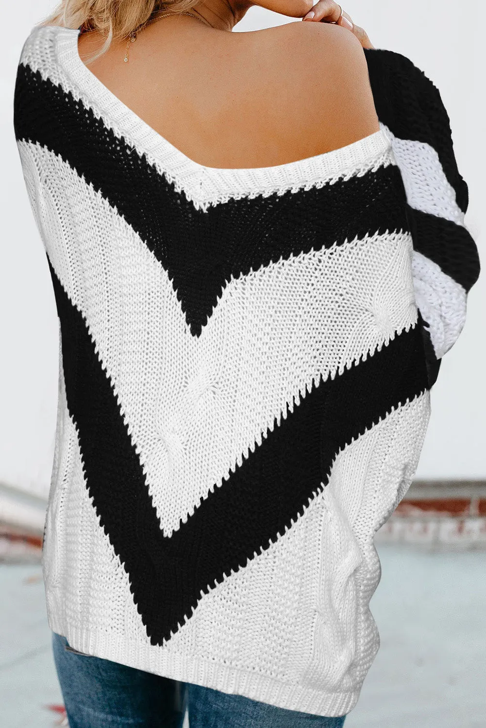 Black Color Block Over Size Sweater