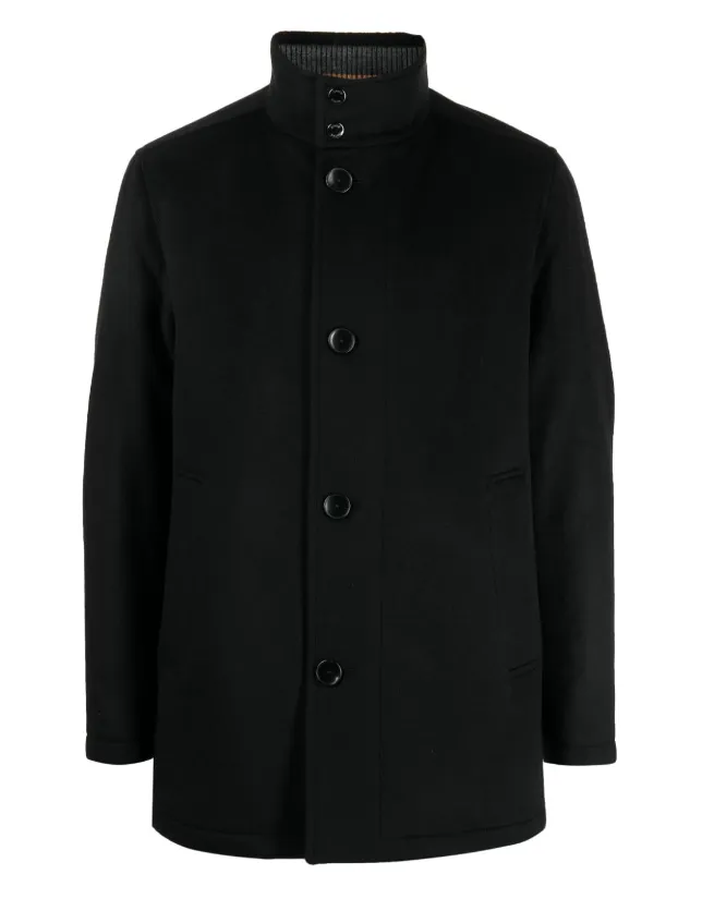 BOSS single-breasted wool-blend coat