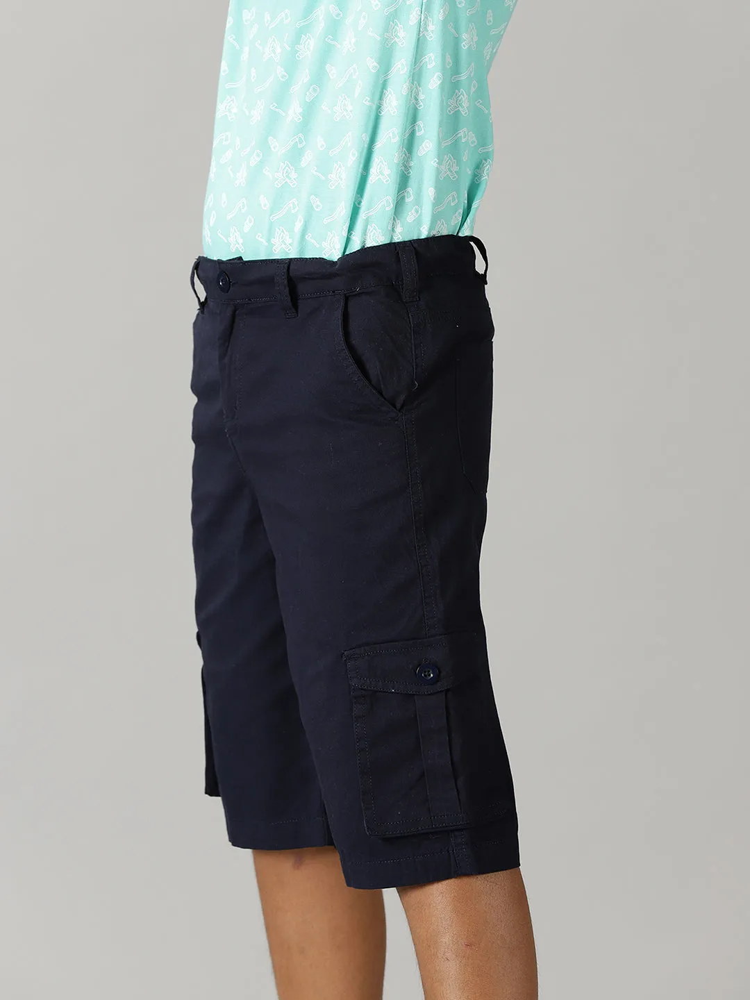 Boys Cotton Twill  Knee Length Cargo Short