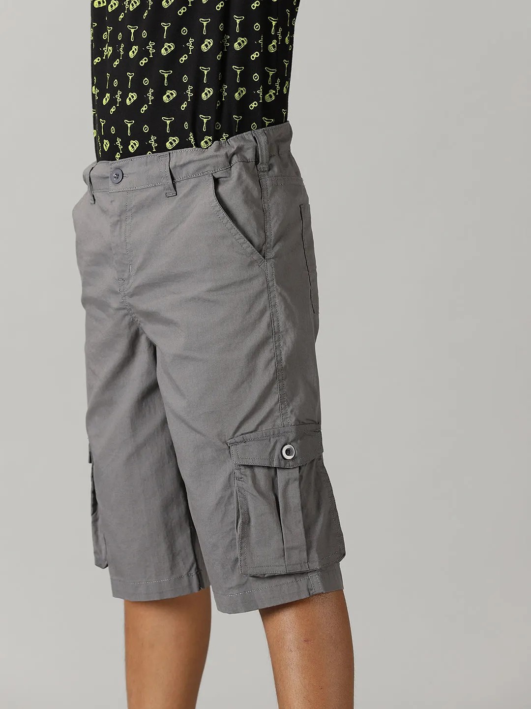 Boys Cotton Twill  Knee Length Cargo Short