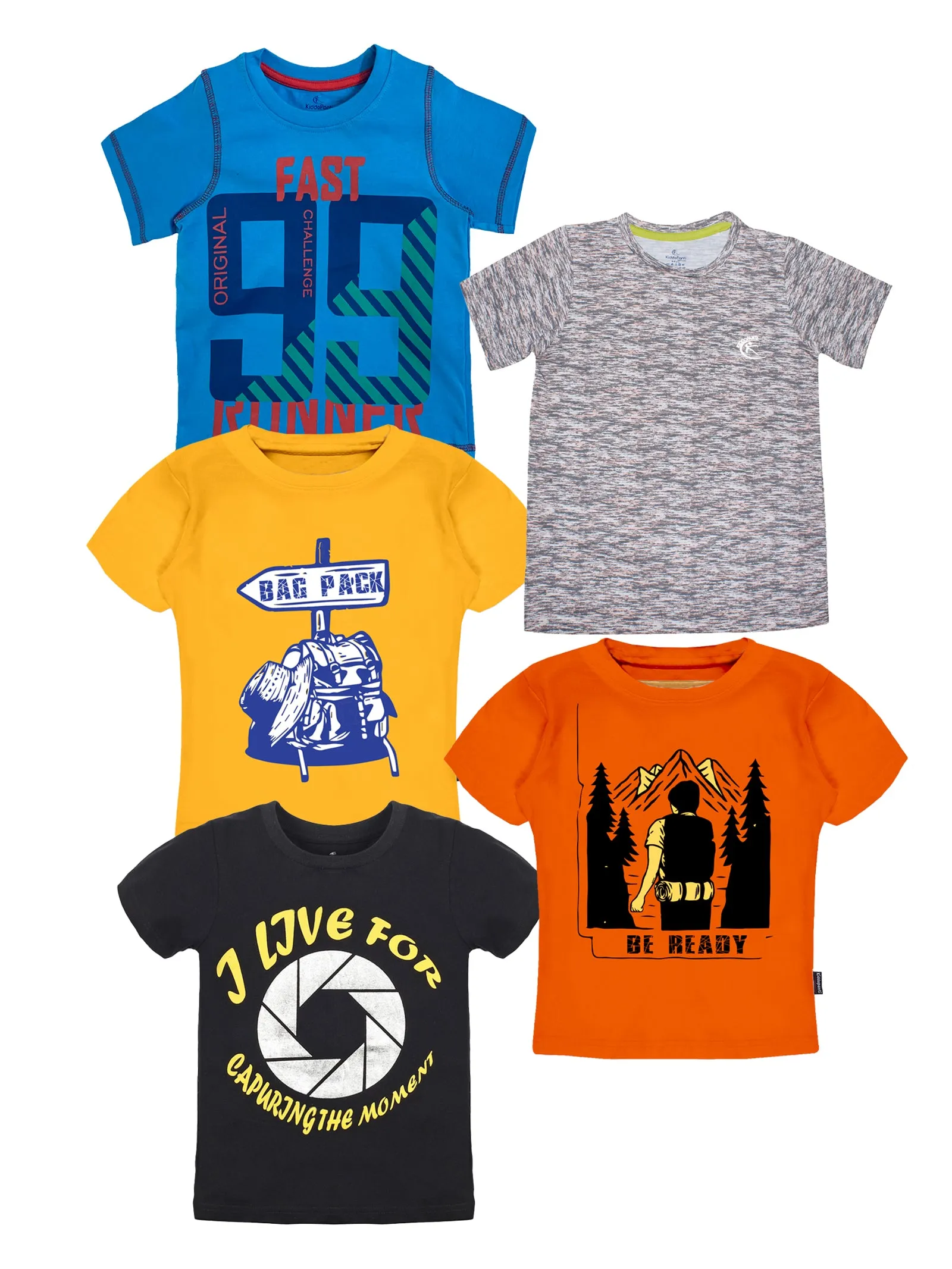 Boys Round Neck Half Sleeve Tee Pack of 5