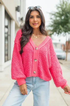 Breath Of Fresh Air Pink Textured Cardigan