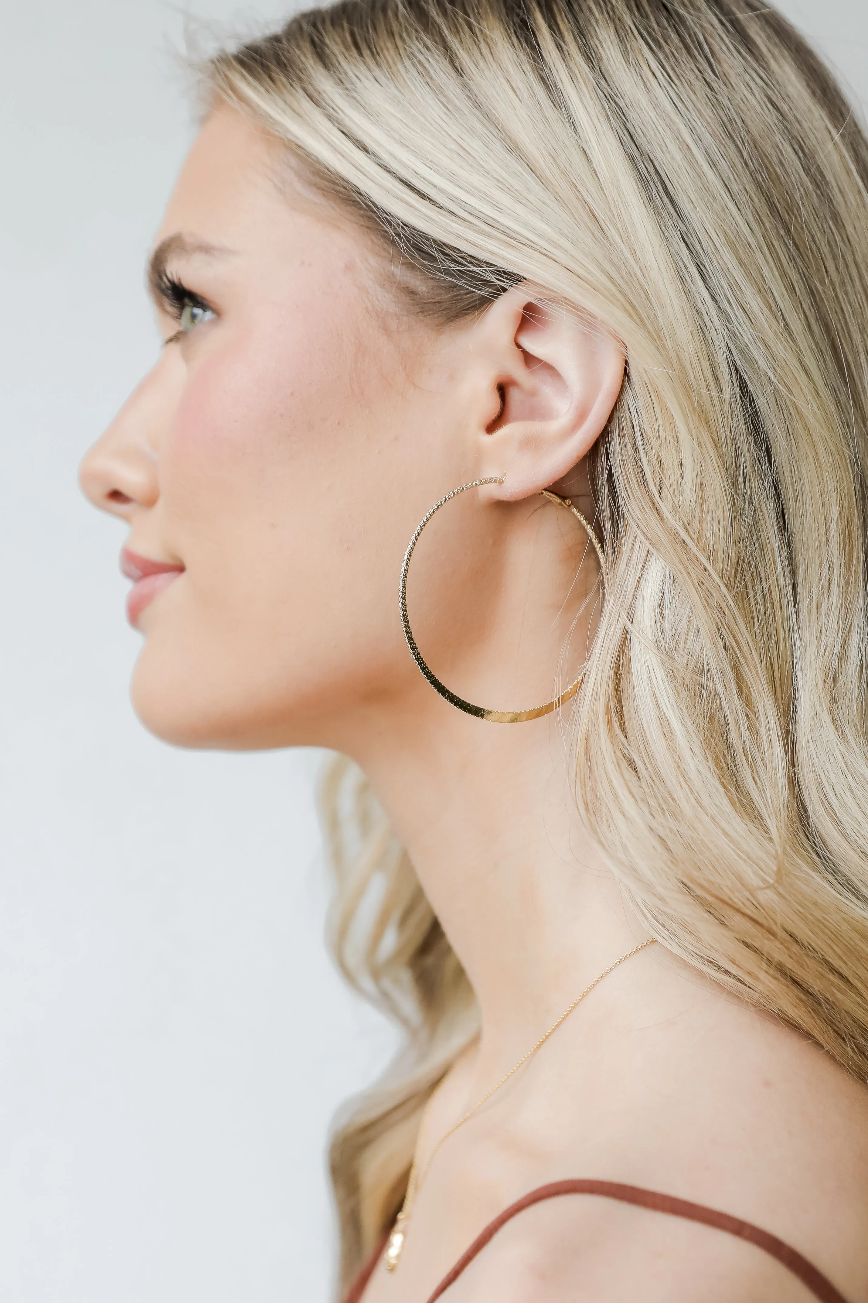 Briana Gold Textured Hoop Earrings