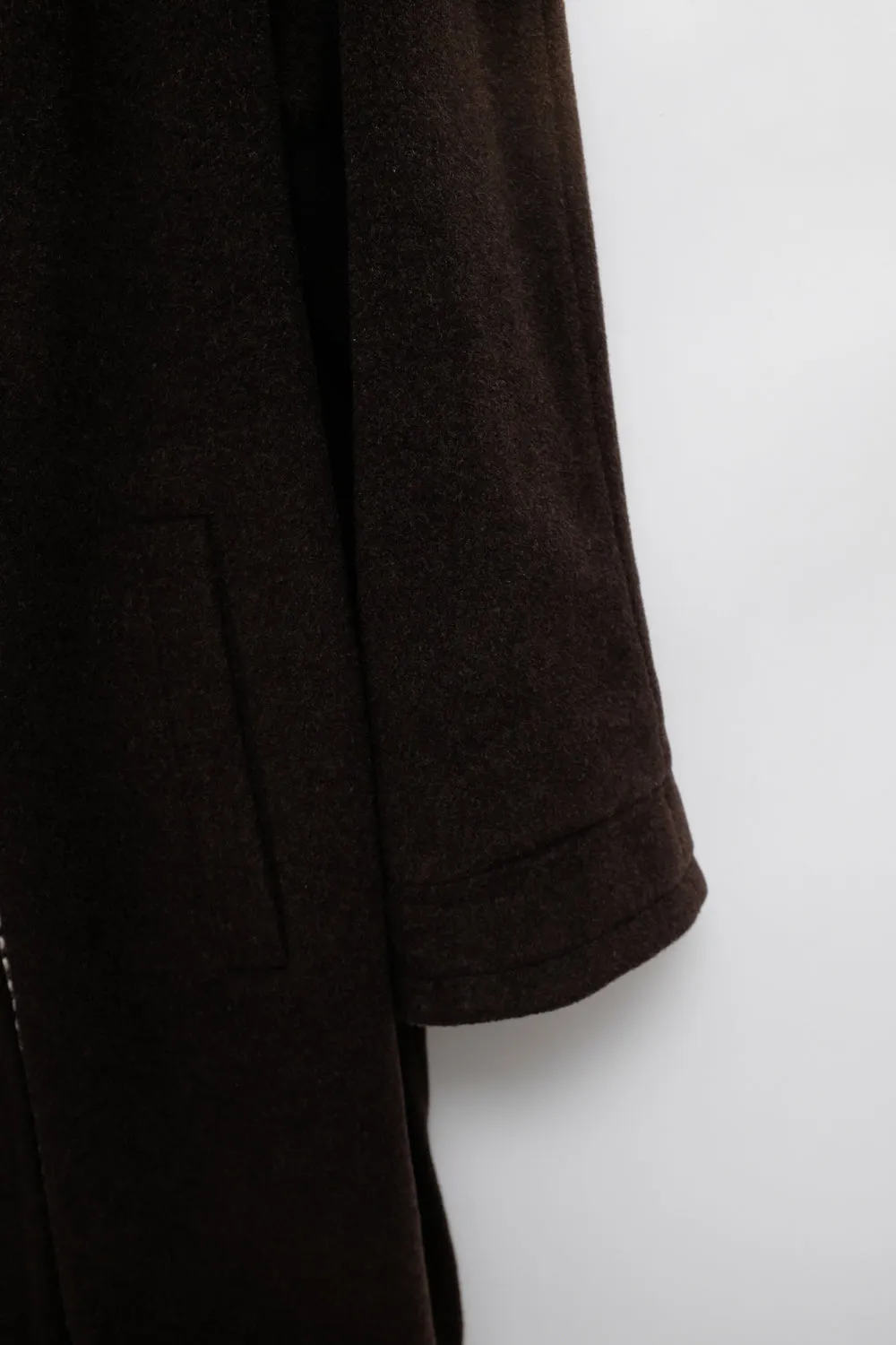 BROWN WOOL VINTAGE HERRINGBONE COAT