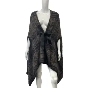 Brunello Cucinelli - Mohair Alpaca Tartan Plaid Sequin Bow Poncho Cape Sweater