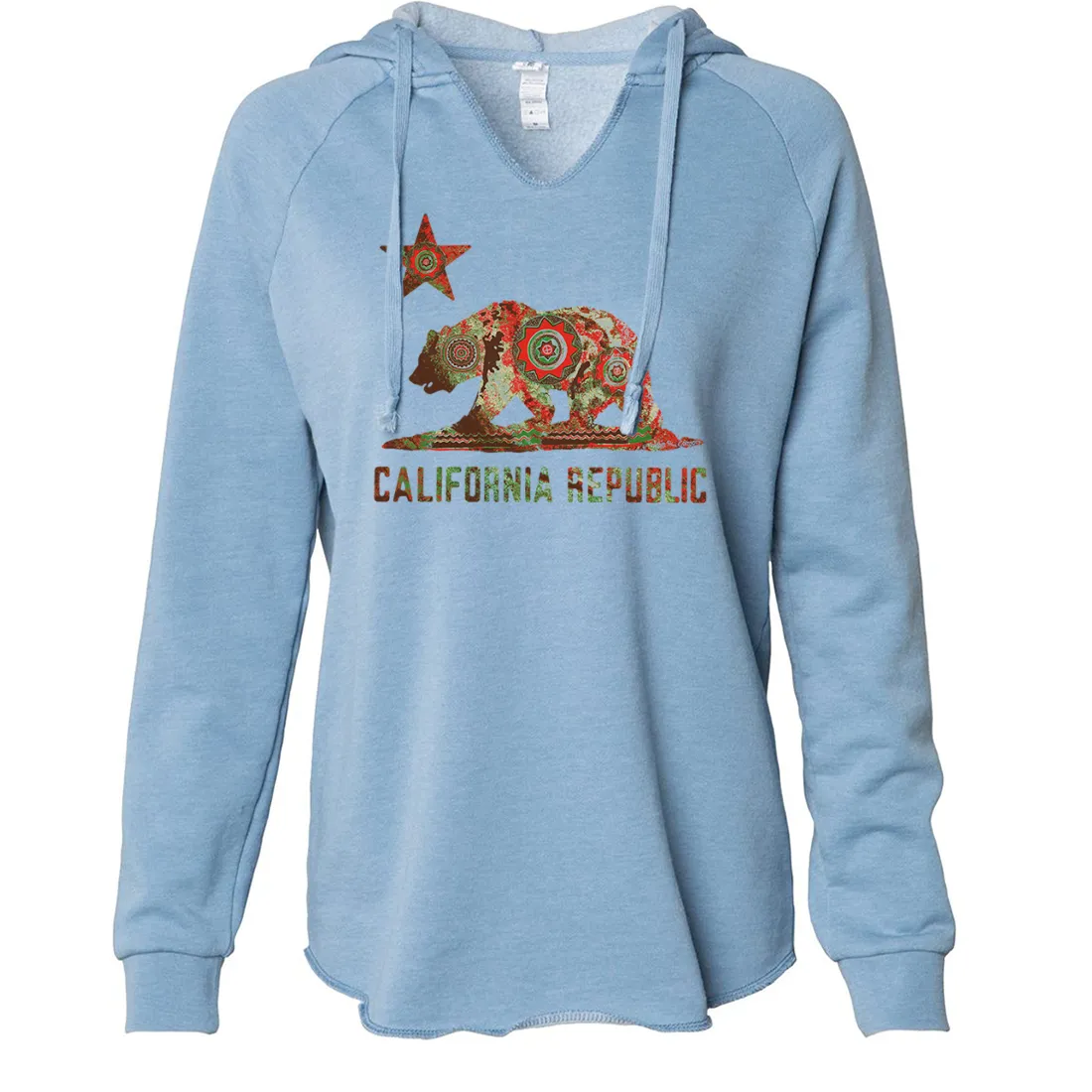 California Chumash Mandala Bear Women's Soft Hooded Pullover