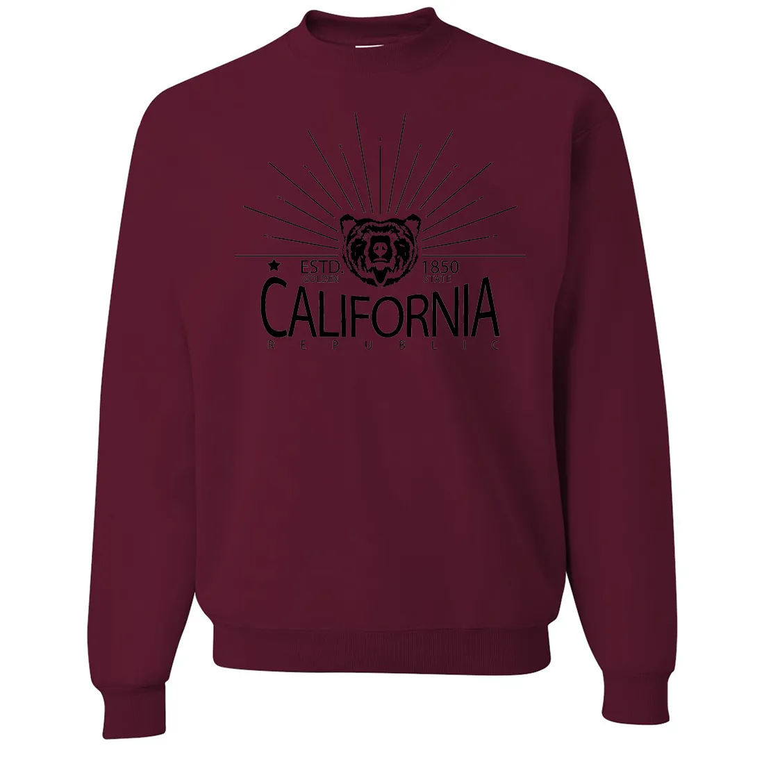 California Golden State Black Print Crewneck Sweatshirt