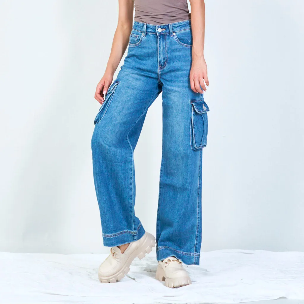 Casual cargo denim pants wholesale