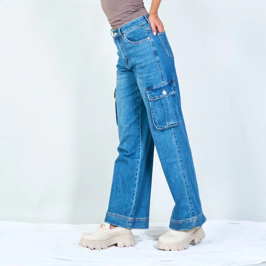 Casual cargo denim pants wholesale