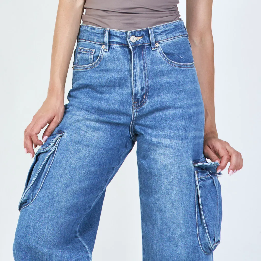 Casual cargo denim pants wholesale