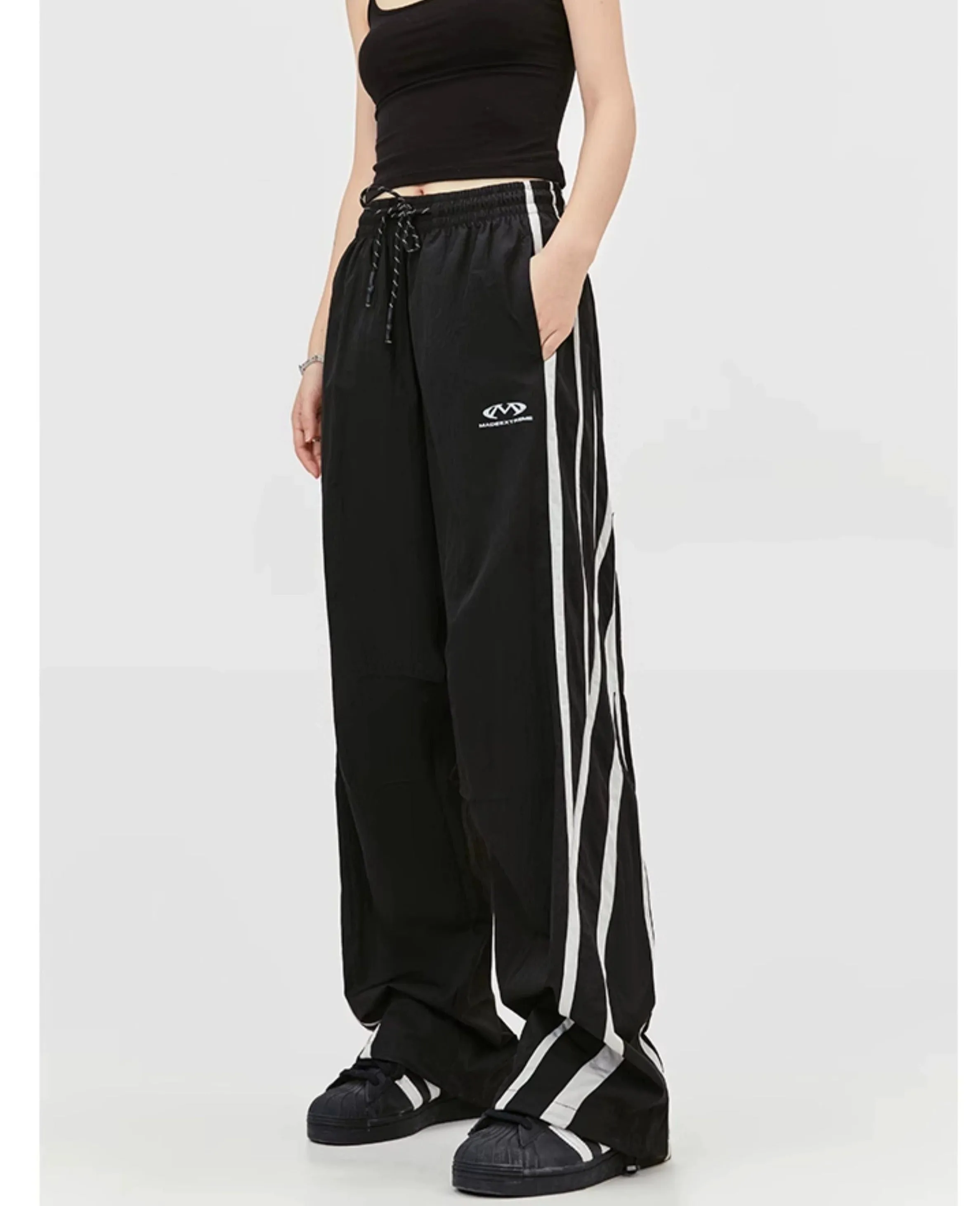 Casual Drawstring Striped Track Pants