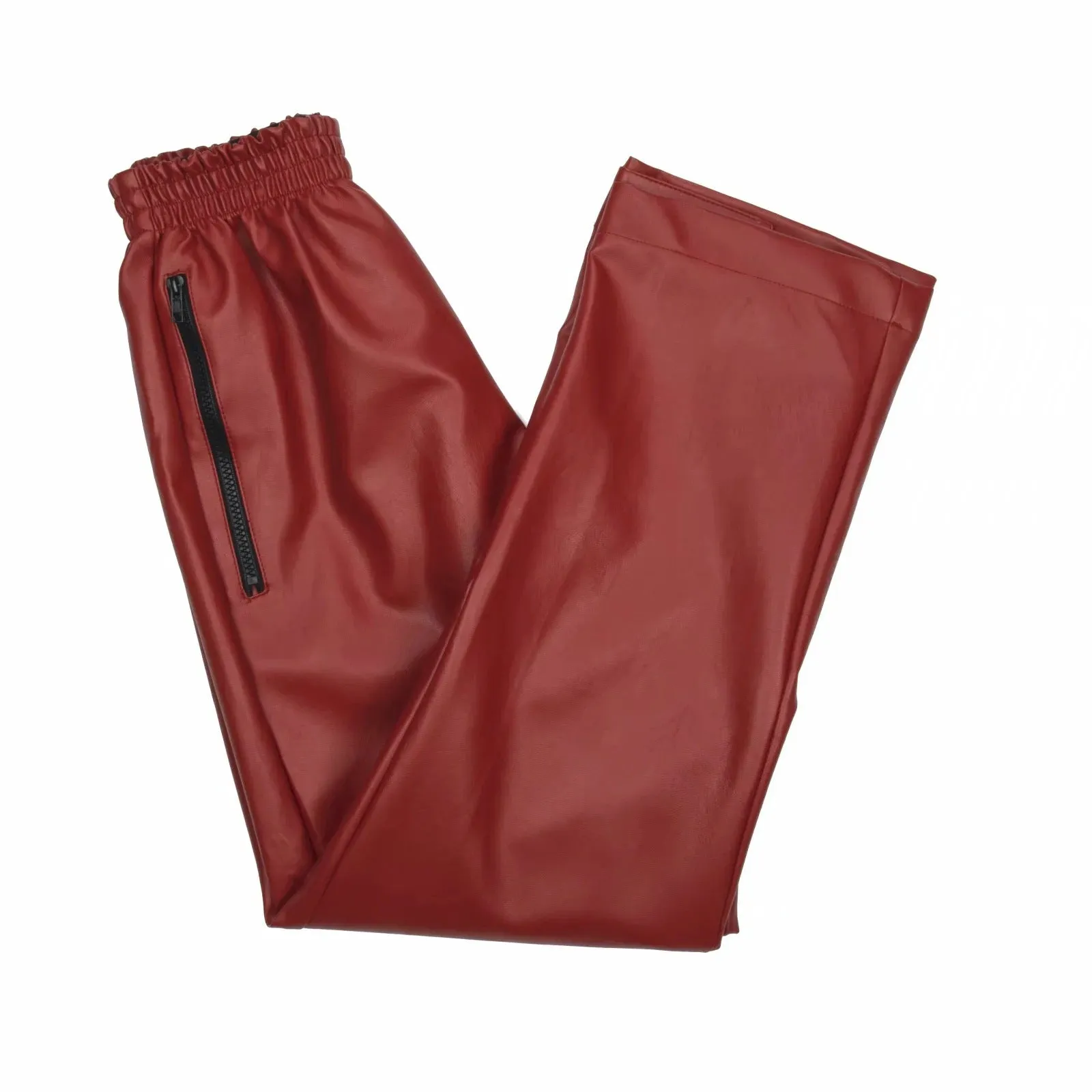 Casual Pocket Faux Leather Pants