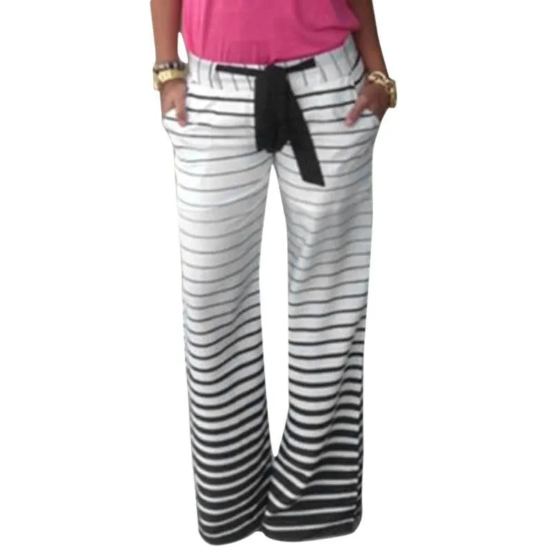 Casual Striped Dimensions Bowtie Pants