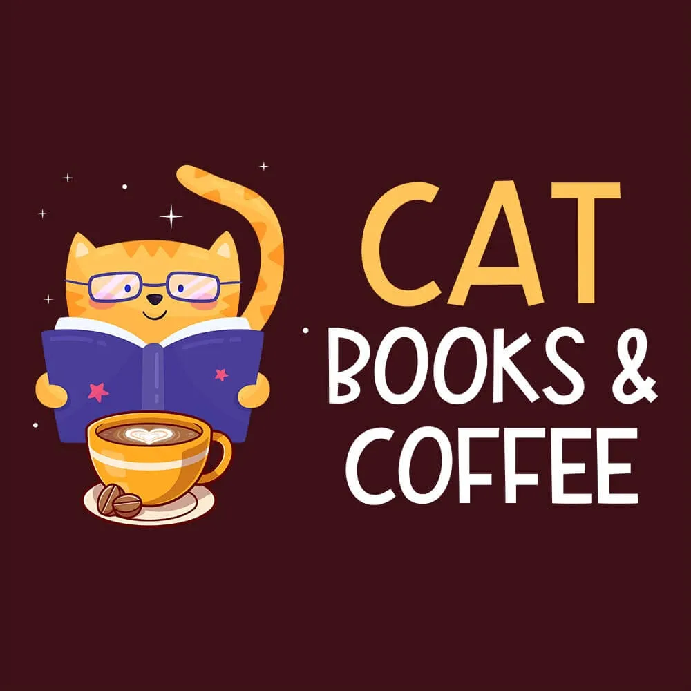 Cat Books & Coffee Half Sleeve T-Shirt