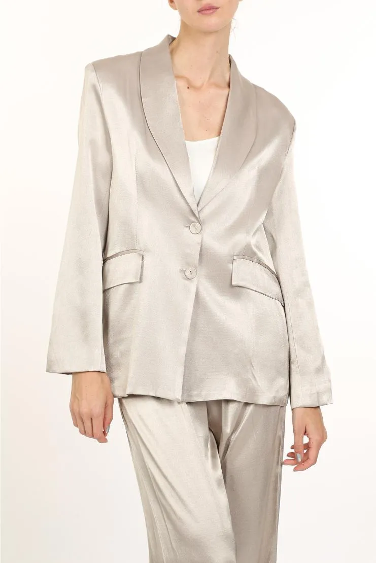 Celeste Metallic Satin Suit Jacket and Pants Set (Sold Seperately)