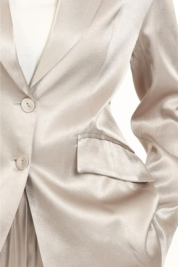 Celeste Metallic Satin Suit Jacket and Pants Set (Sold Seperately)