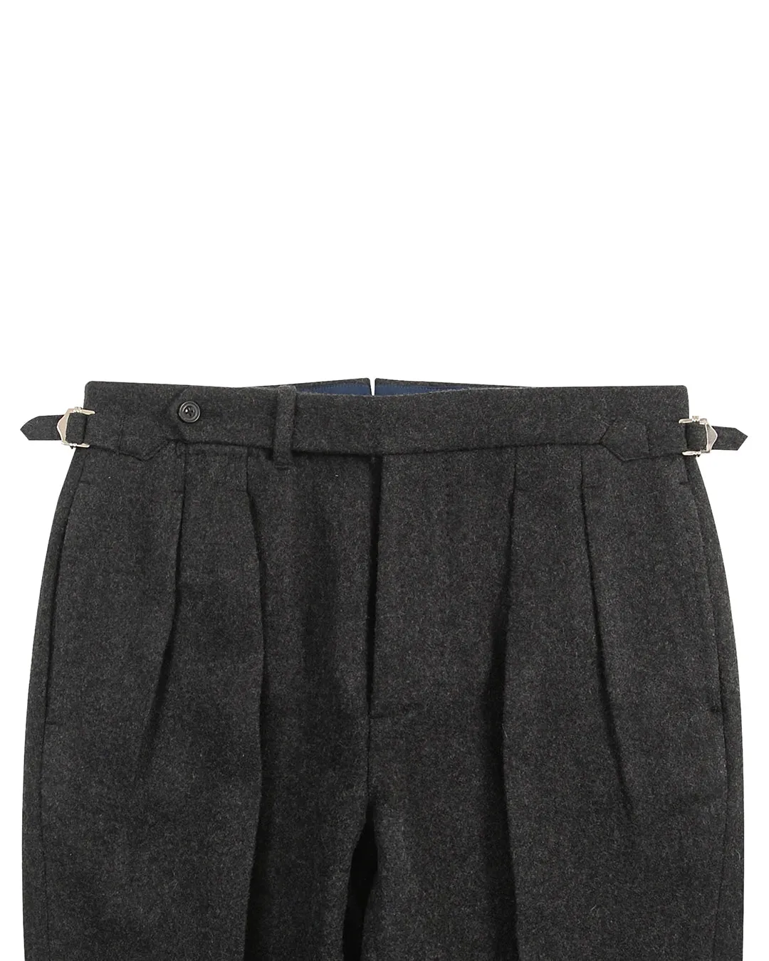 High-Waisted Charcoal Grey 100% Wool Flannel Pants