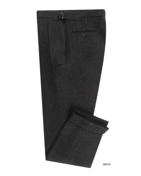 High-Waisted Charcoal Grey 100% Wool Flannel Pants