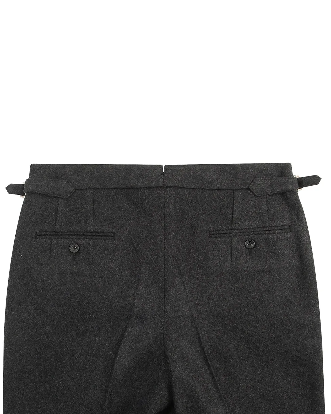 High-Waisted Charcoal Grey 100% Wool Flannel Pants