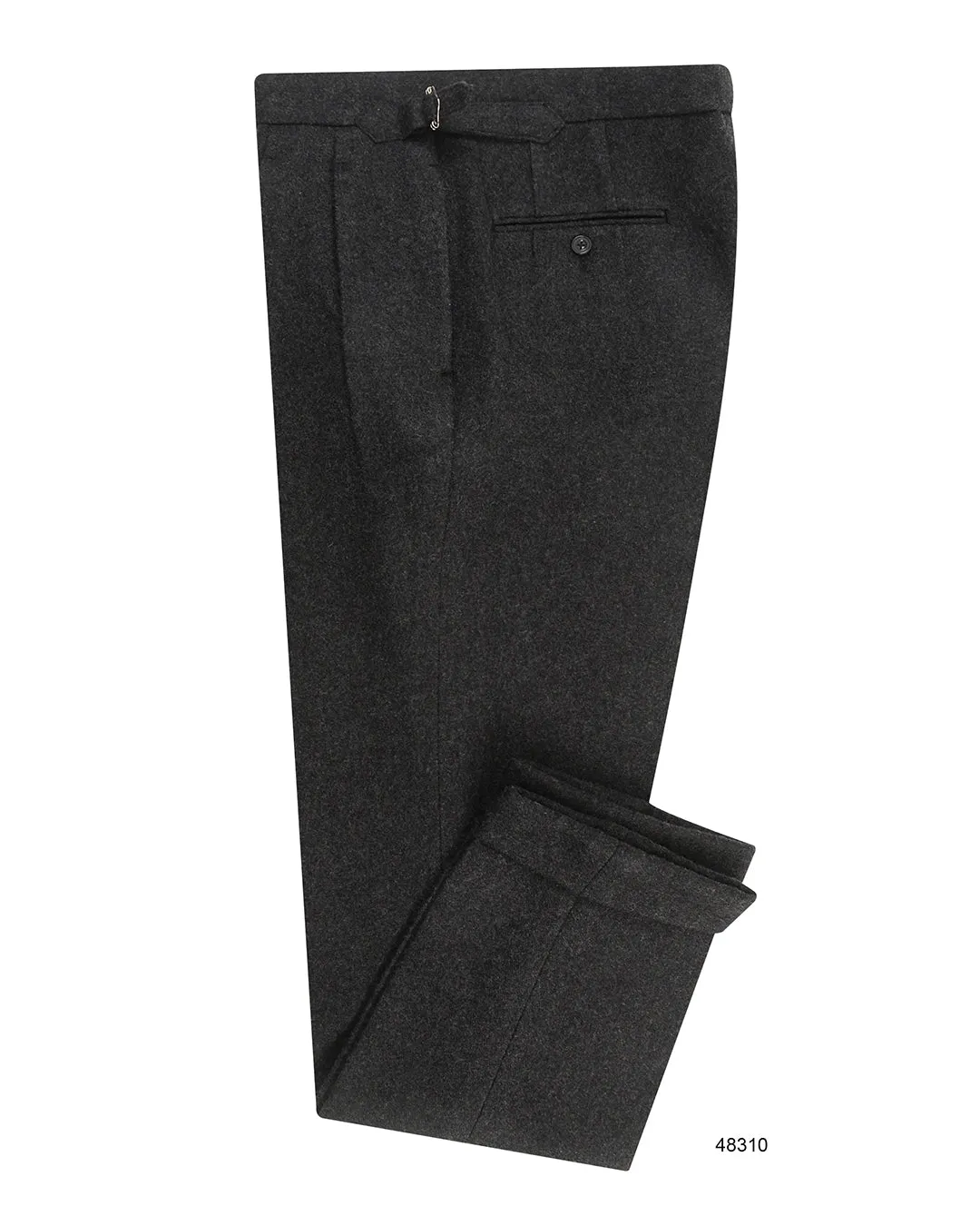 High-Waisted Charcoal Grey 100% Wool Flannel Pants