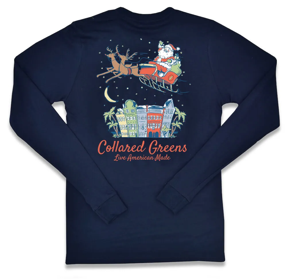 Charleston Christmas: Long Sleeve T-Shirt - Navy