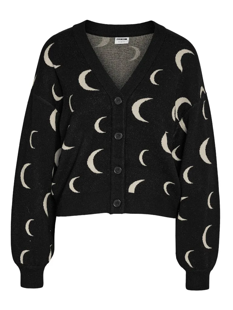 Charlott  L/S V-Neck Knit Cardigan Black Moon