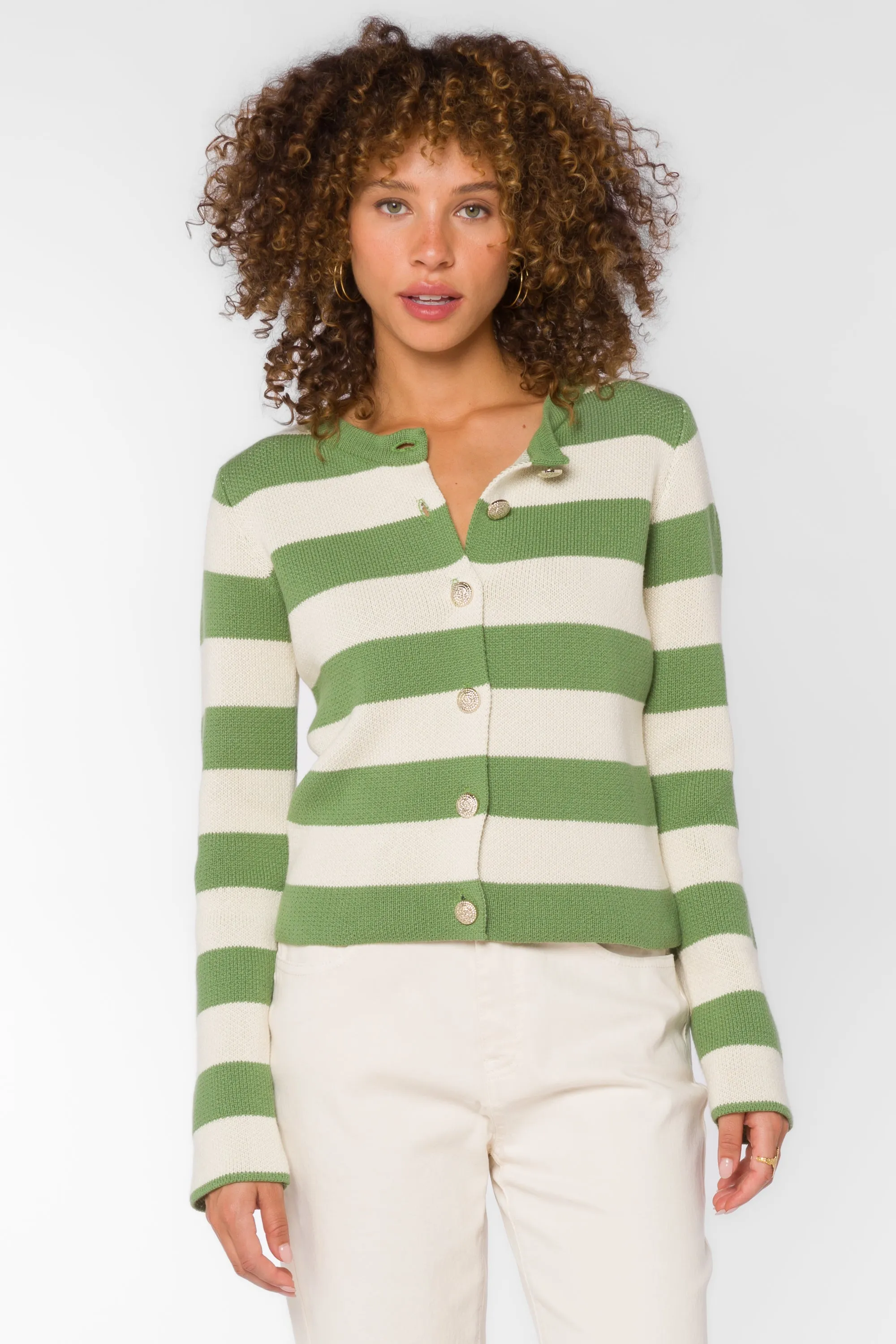 Chrissy Green Ivory Stripe Cardigan