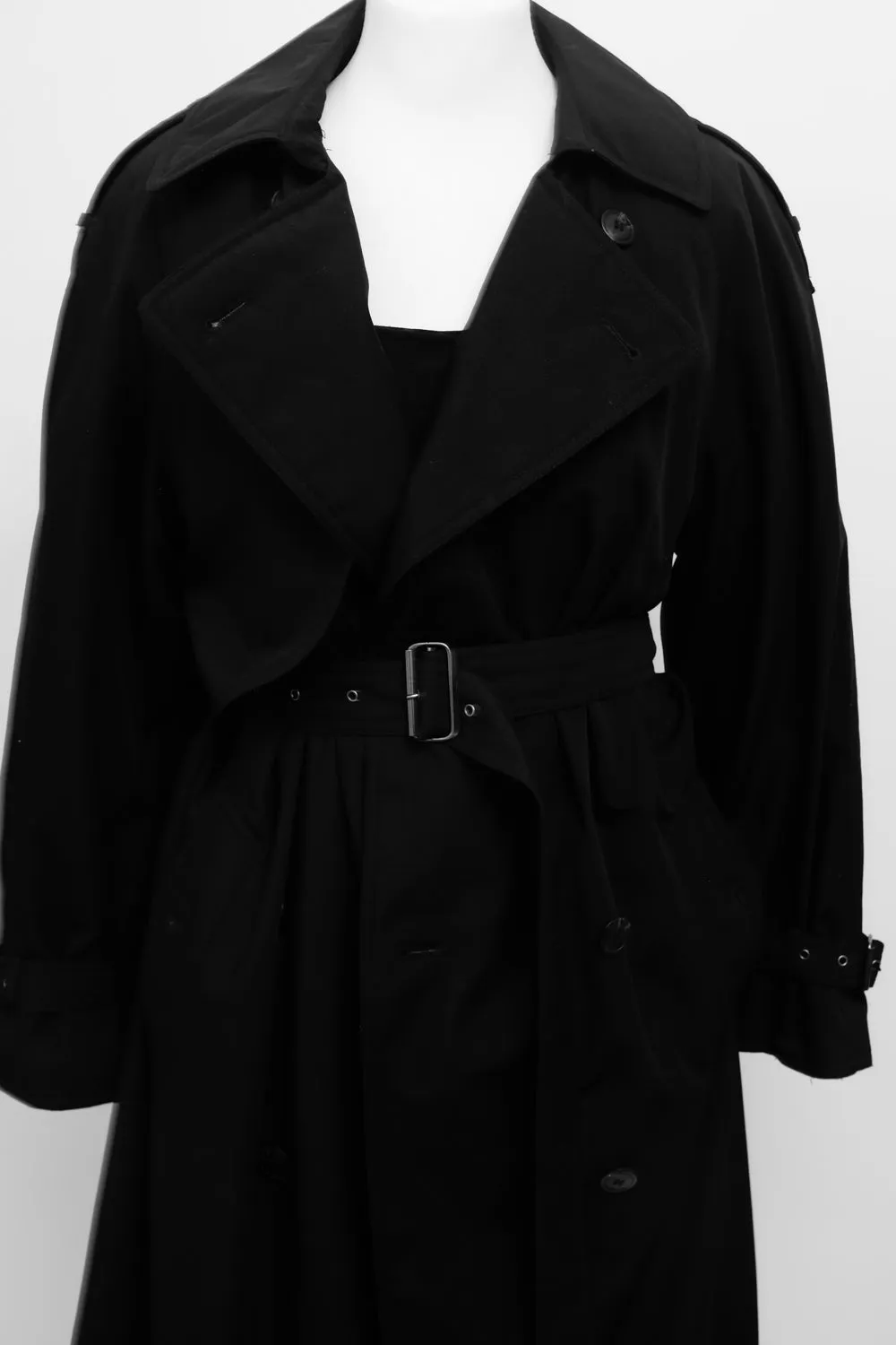 CLASSY BLACK OVERSIZE VINTAGE TRENCH COAT