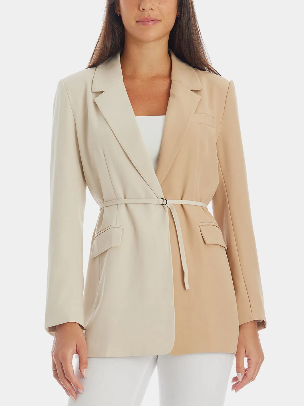 Colorblock Belted Blazer