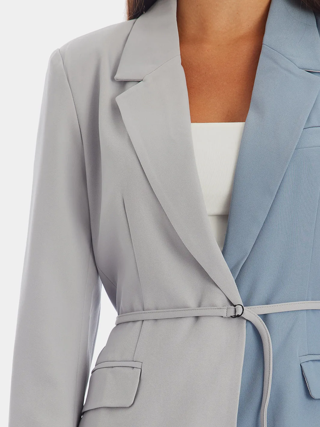 Colorblock Belted Blazer