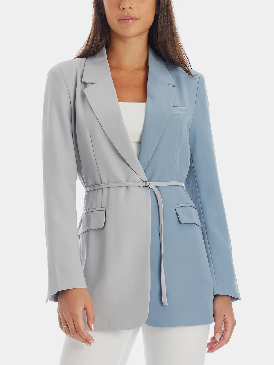 Colorblock Belted Blazer