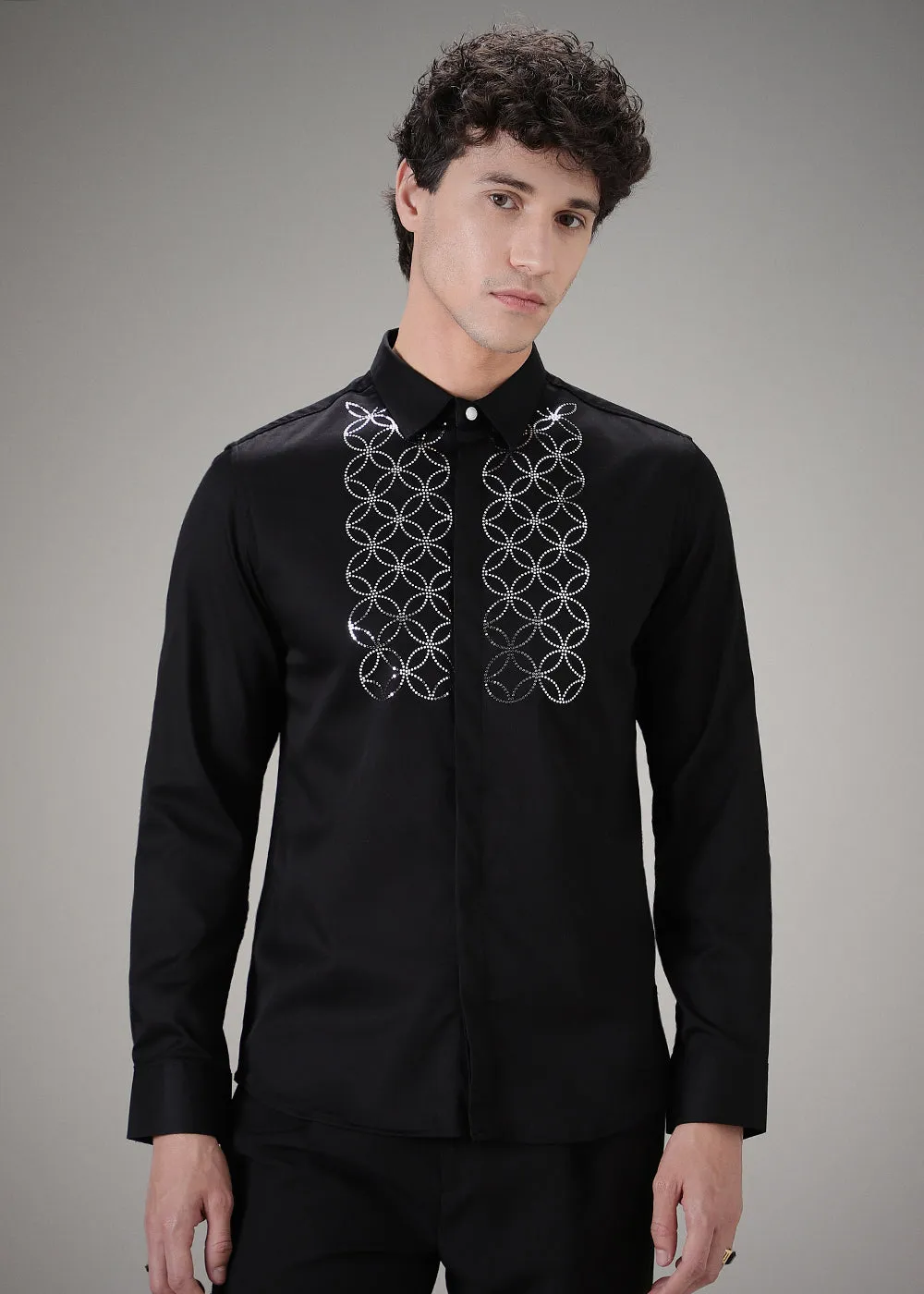 Concentric Black Designer Shirt