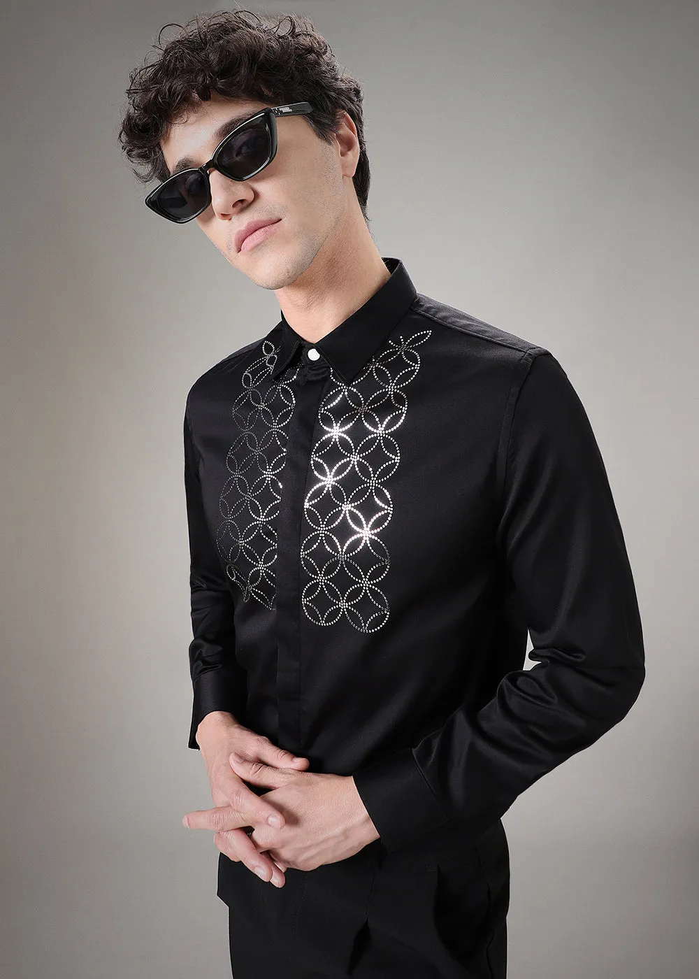 Concentric Black Designer Shirt